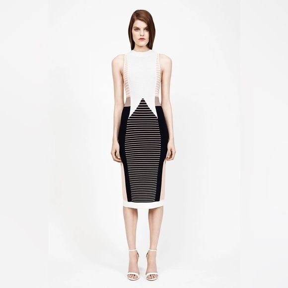 Jonathan Simkhai blue, pink and white knit midi dress - Large - Picture 2 of 3